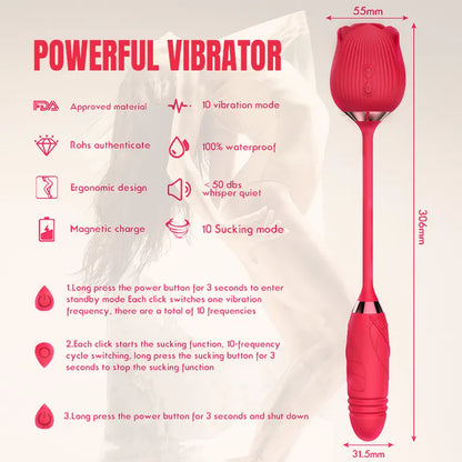 10-Speed Rose Vibrator &amp; Suction