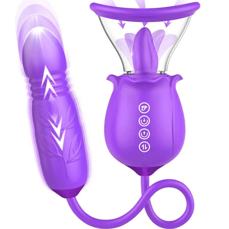 Rose 3-in-1 Dual Stimulator with Dildo