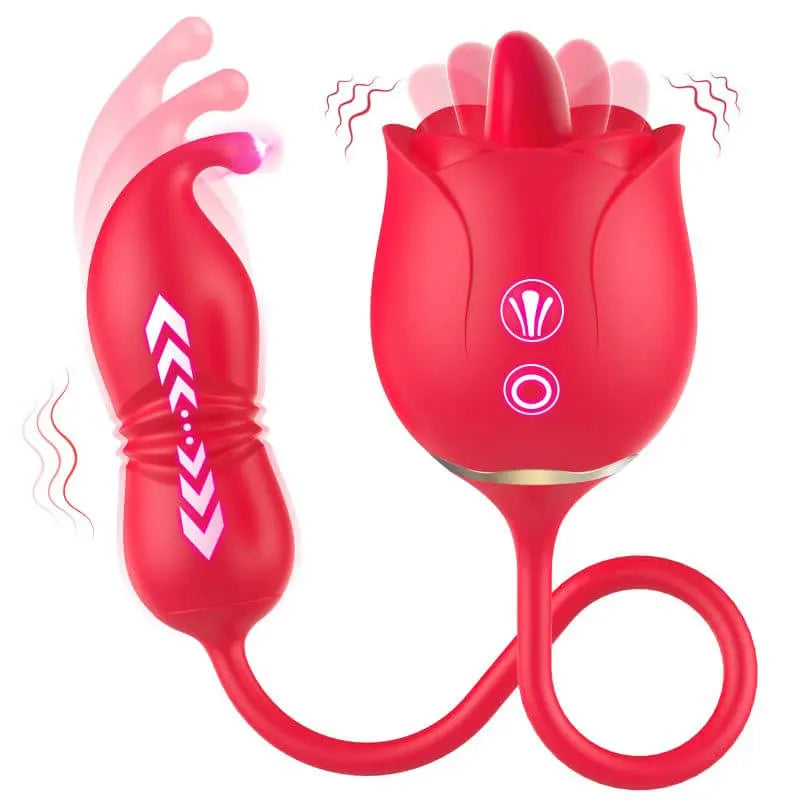 Rose Vibrator with Thrusting &amp; Licking Modes