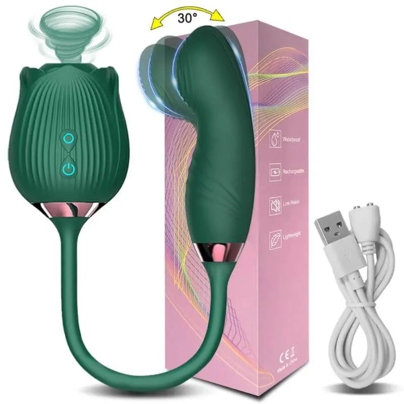 Rose Vibrator with Dildo &amp; Suction