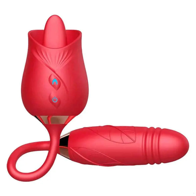 Licking Rose Vibrator with Dildo