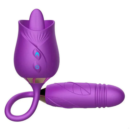 Licking Rose Vibrator with Dildo