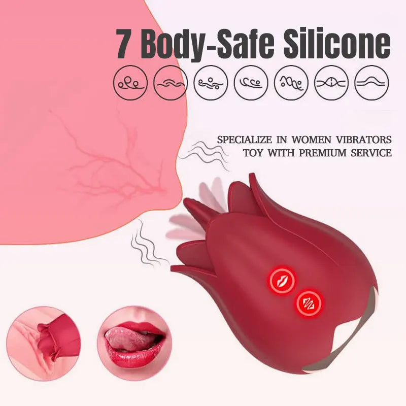 Rose Licking Vibrator with 7 Modes