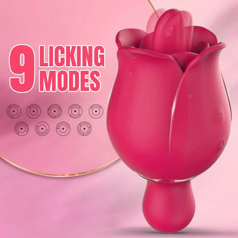 Rose Tongue Licking Vibrator - 9 Modes