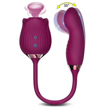 Rose Vibrator with Dildo &amp; Suction