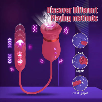 Red Rose Tongue Vibrator - 5 Functions