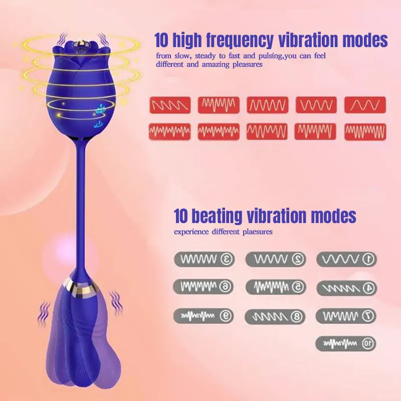 Rose Vibrating Dildo - Dual Vibration Modes