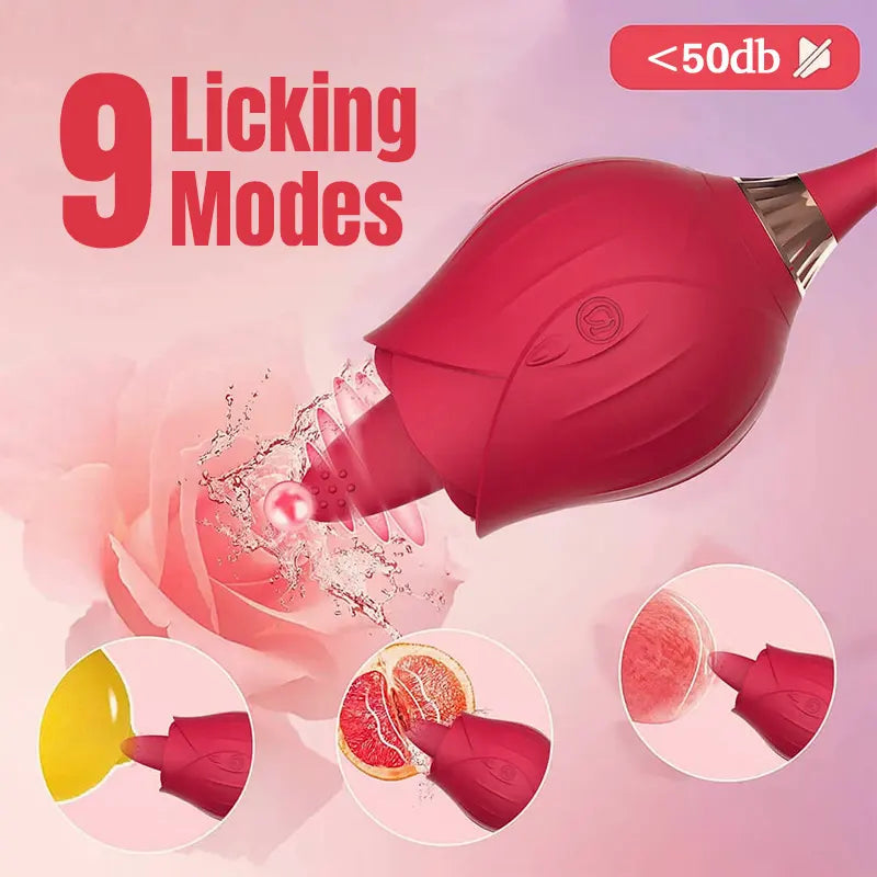 Tongue Licking Thrusting Rose Vibrator