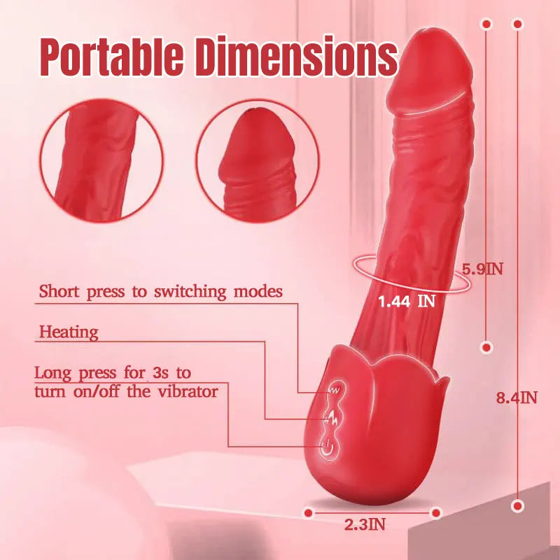 Rose Shaped Dildo - Waterproof &amp; Heating