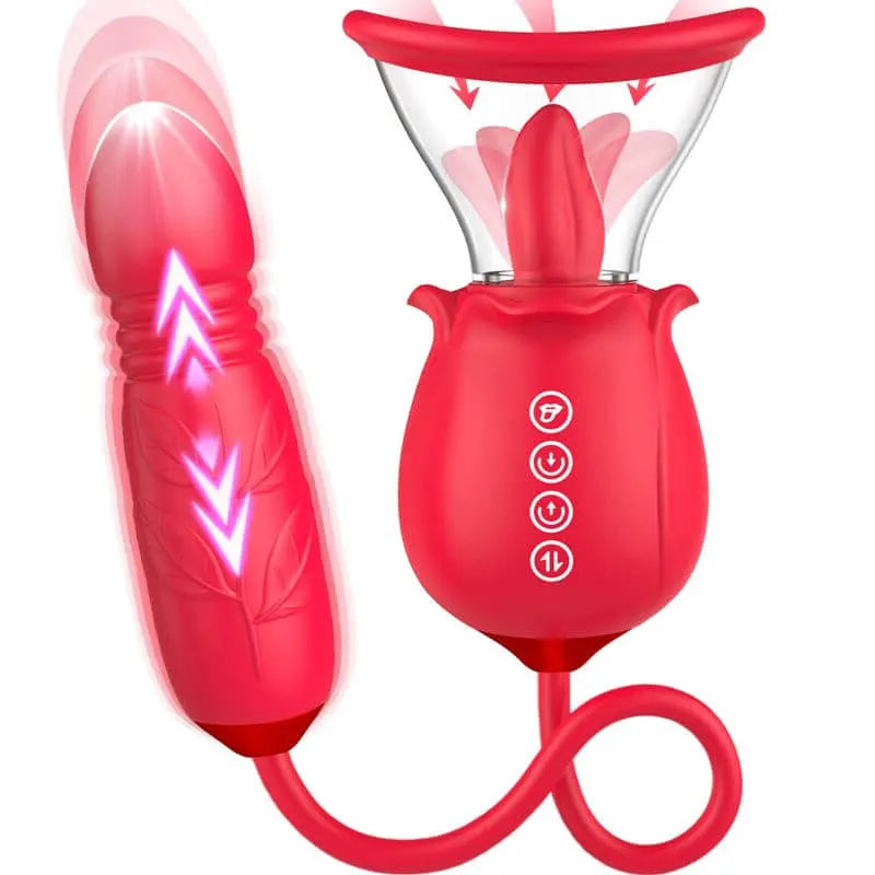 Rose 3-in-1 Dual Stimulator with Dildo