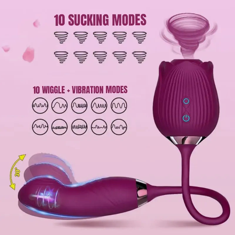 Rose Vibrator with Dildo &amp; Suction