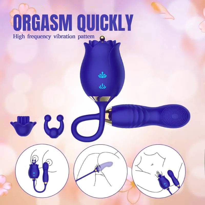 Rose Vibrating Dildo - Dual Vibration Modes