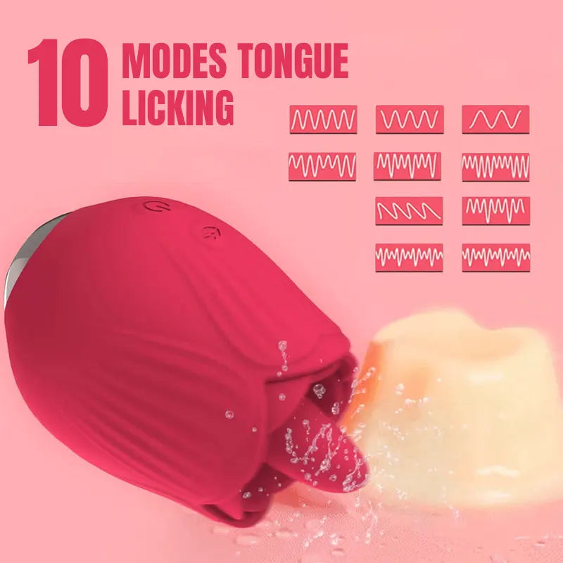 Rose Tongue Toy with 10 Vibration Modes