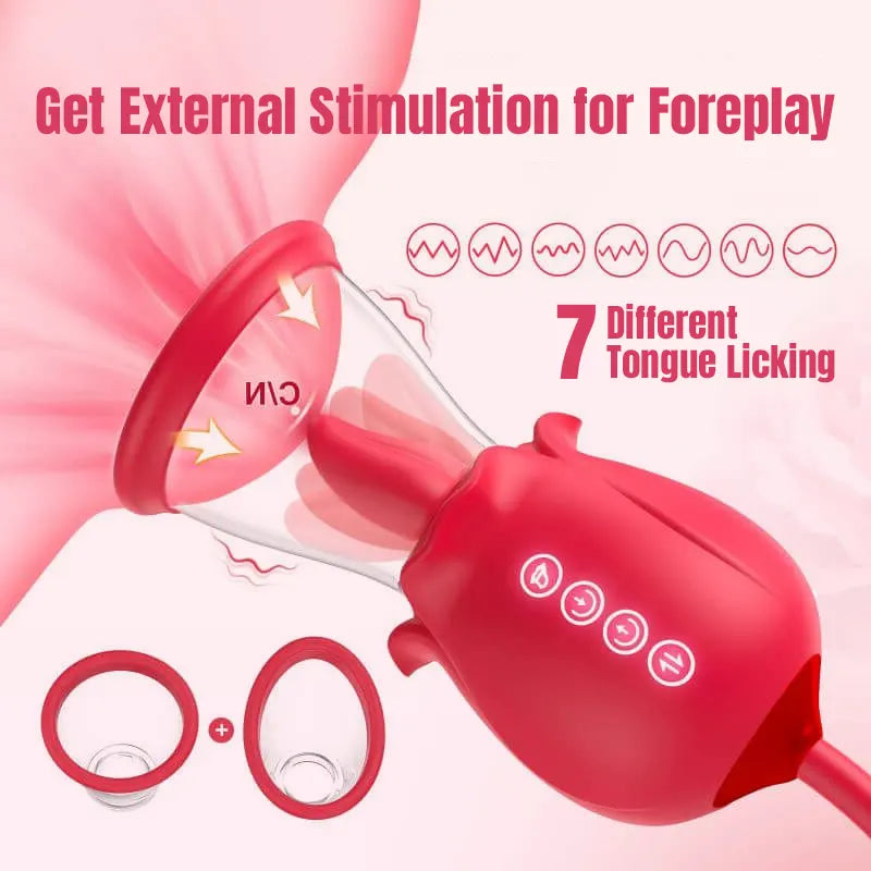 Rose 3-in-1 Dual Stimulator with Dildo