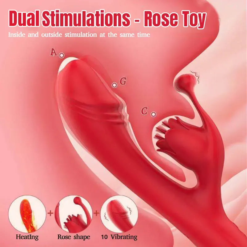 Heated Dual-Mode Rose Dildo