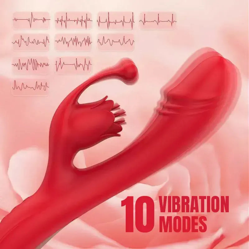 Heated Dual-Mode Rose Dildo