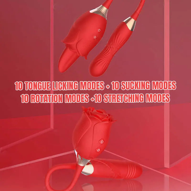 Detachable 2-in-1 Rose Vibrator - 10 Speeds