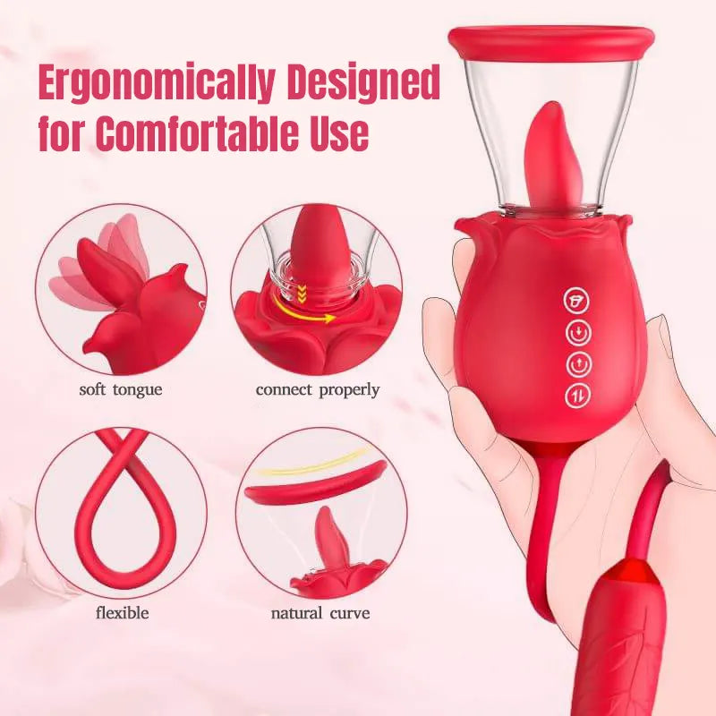 Rose 3-in-1 Dual Stimulator with Dildo