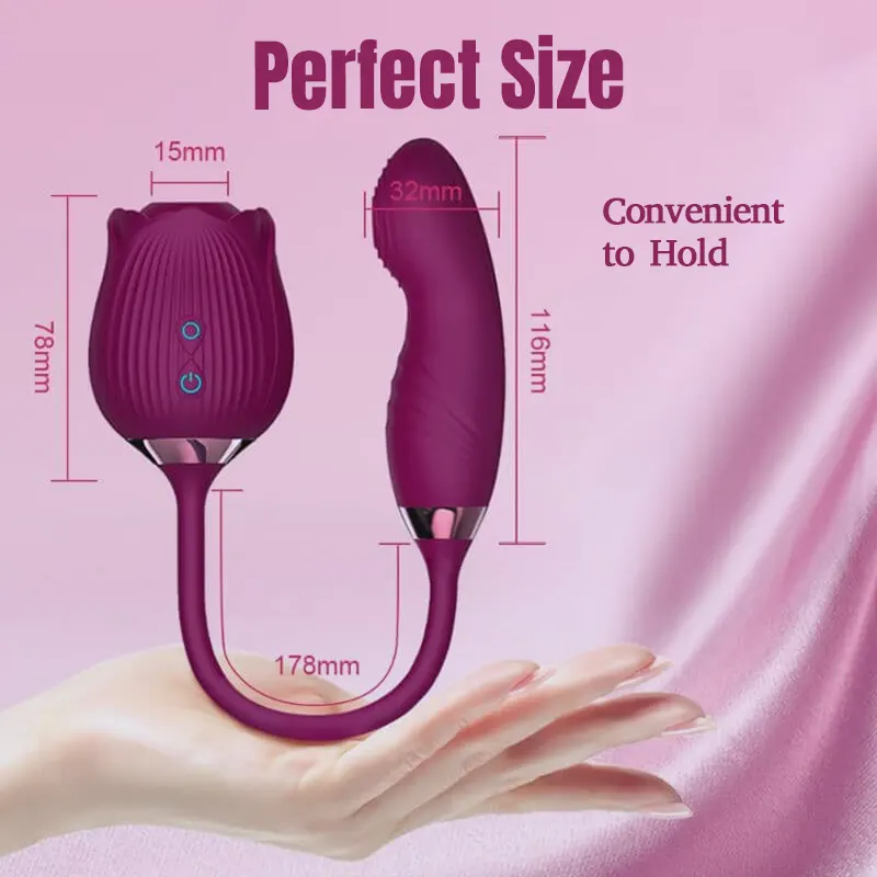 Rose Vibrator with Dildo &amp; Suction