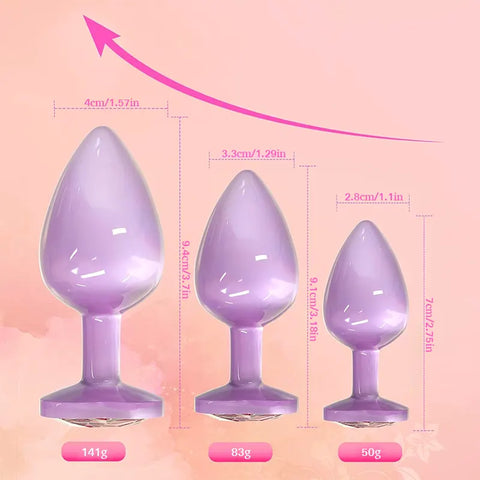 Heart Gem Metal Anal Plug Set