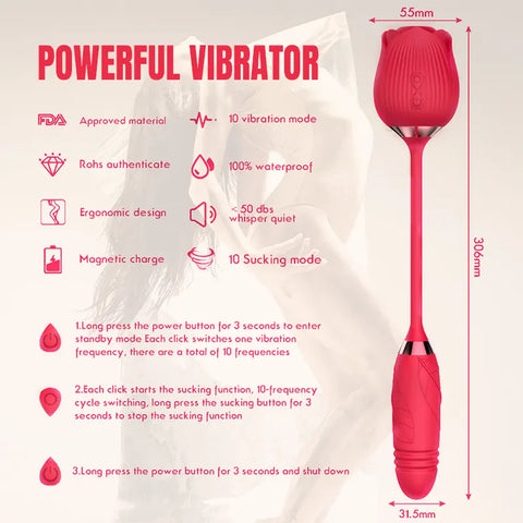 10-Speed Rose Vibrator & Suction