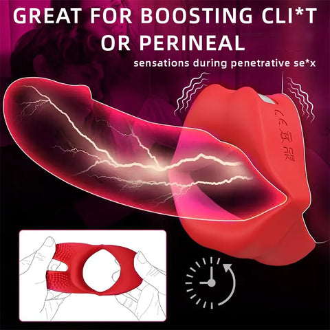 Red Lips Vibrating Couples Ring