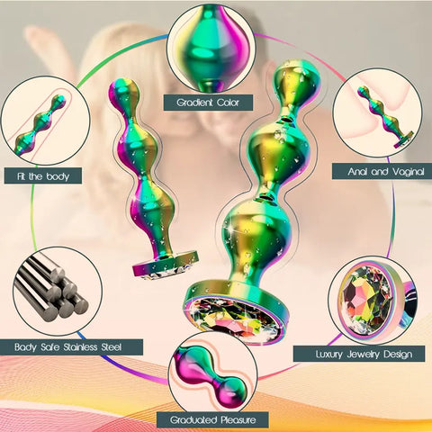 Jewelled Metal Bead Plug Set