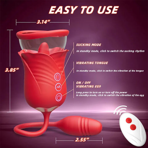Flower Tongue Vibrator with Suction & Egg