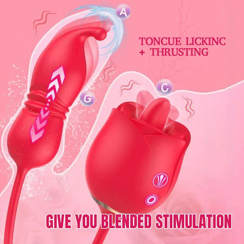 Rose Vibrator with Thrusting & Licking Modes