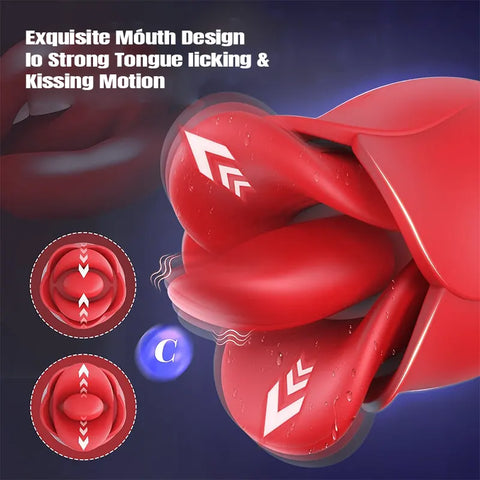 Rose Licking and Vibrating Dildo