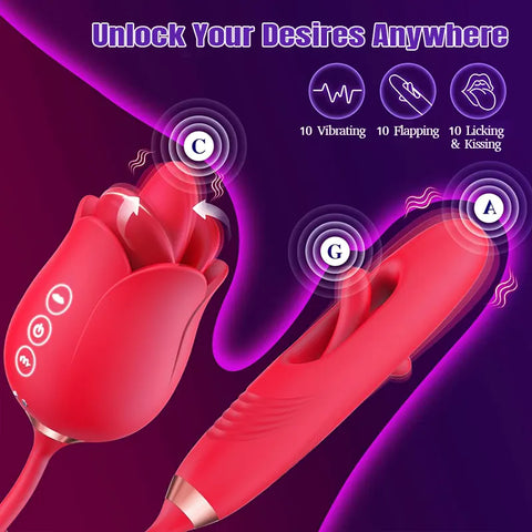4-in-1 Rose Clitoral & G-Spot Vibrator