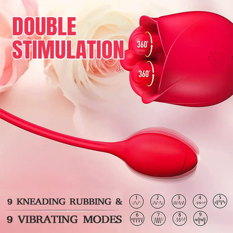 Dual Rose Vibrator with Egg Massager
