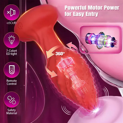 LED Vibrating Rotating Anal Plug