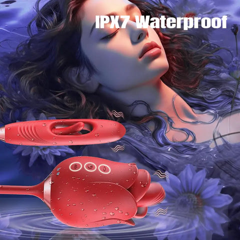 Rose Licking and Vibrating Dildo
