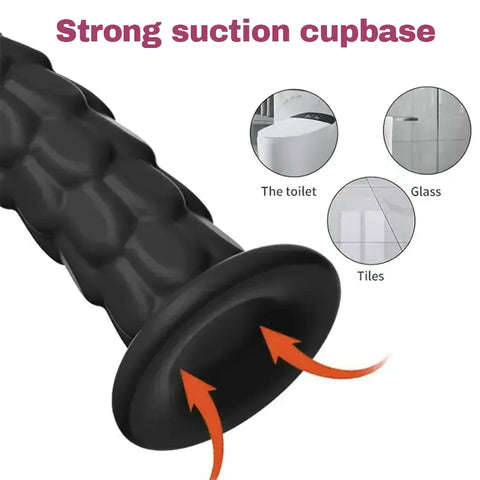 Textured Silicone Suction Dildo
