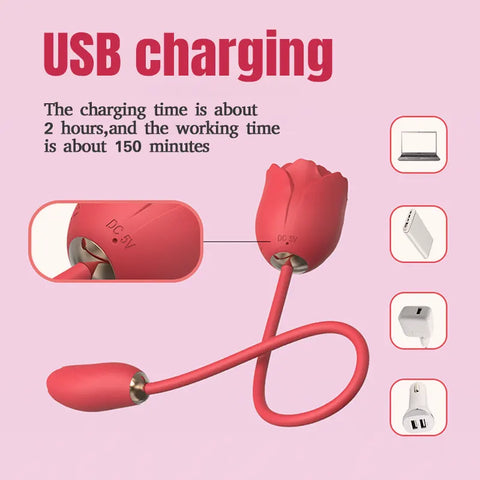 Dual-Action Rose Suction Vibrator