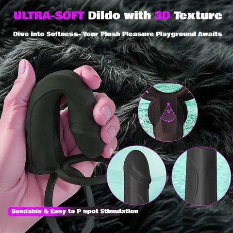 Vibrating Strap-On with Anal Dildo Ring