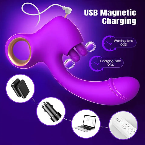 Thrusting Dual Tongue Vibrator