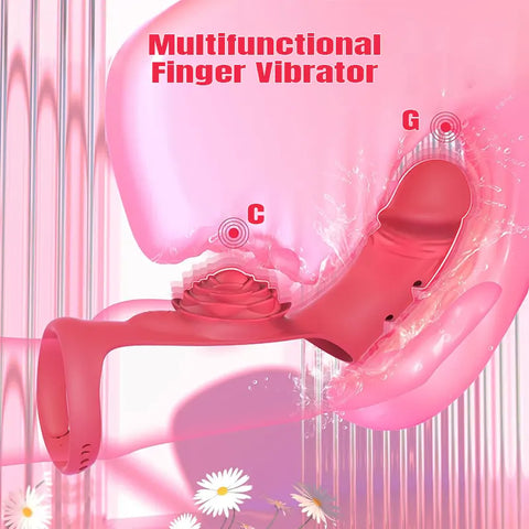 Finger-Controlled Rose Vibrator Dildo