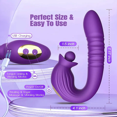 Thrusting Dual-Stimulation Clitoral Vibrator