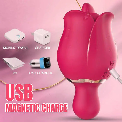 Rose Tongue Licking Vibrator - 9 Modes