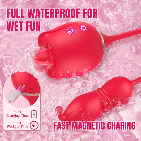 Rose Vibrator with Thrusting & Licking Modes