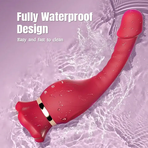 Rose G-spot Vibrator with Tail Dildo