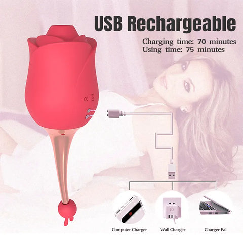 Rose Vibrator with Interchangeable Heads