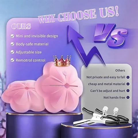 Wireless Rose Vibrating Nipple Clamps