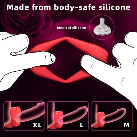 Red Lips Vibrating Couples Ring