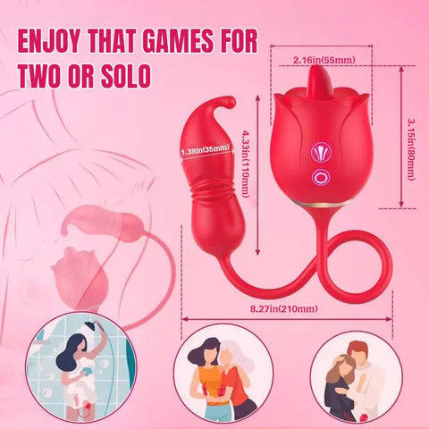 Rose Vibrator with Thrusting & Licking Modes