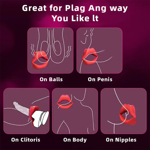 Red Lips Vibrating Couples Ring
