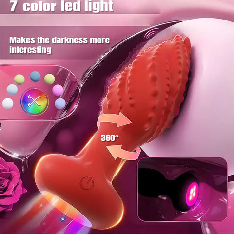 LED Vibrating Rotating Anal Plug