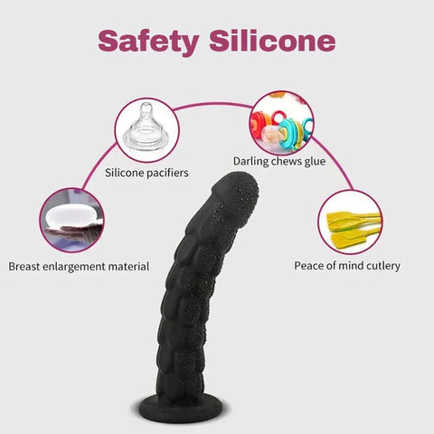 Textured Silicone Suction Dildo